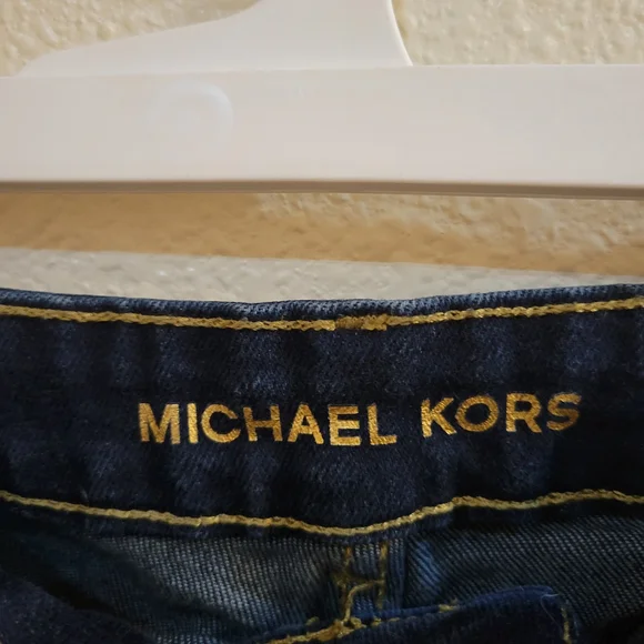 Michael Kors Navy Denim Jeans with Gold Button - Picture 5 of 7